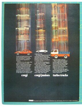 Print Ad Corgi Corgi Juniors Turbo Trucks Miniature Cars Jaguar British 1960s AD